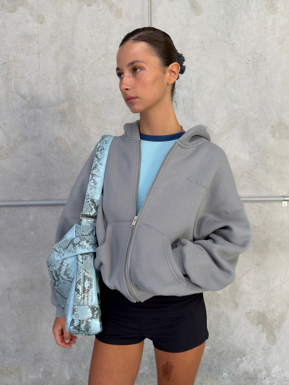 PUFF ZIP HOOD - GREY